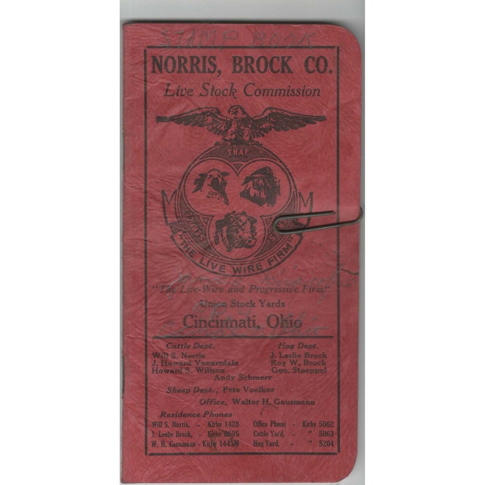 Vintage Norris Brock Co Live Stock Commission Cincinnati Ohio Pocket Notebook - Picture 2 of 2